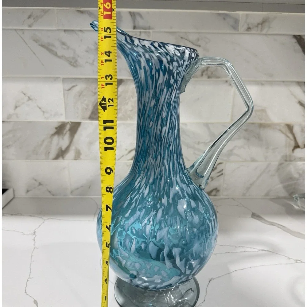 Hand Blown Glass Pitcher 15.5